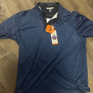 Greg Norman Men's ML75 PlayDry Navy Blue Mini Crabs Golf Polo Shirt, XXL.